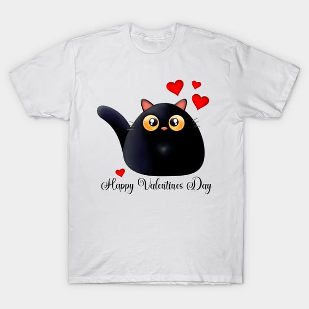 Valentines Day Cat T-Shirt by BlackCatArtBB